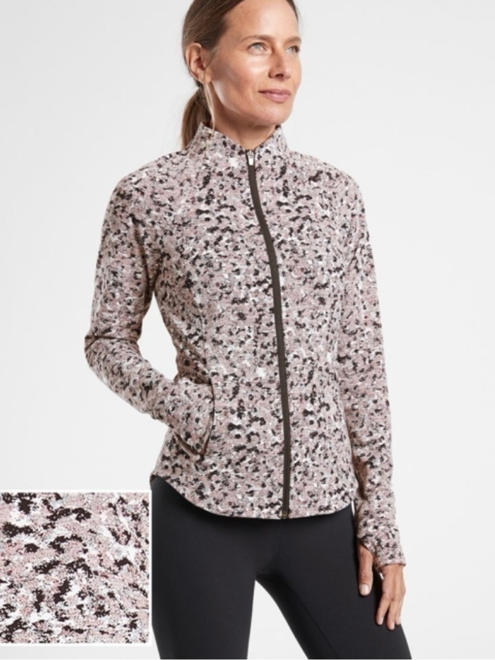Athleta Salutation Textured Premium Performance Activewear Jacket Size M Tall